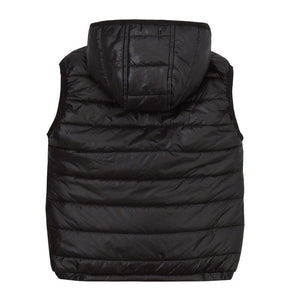 Black Hooded Puff Vest - Little Fellows Clothing