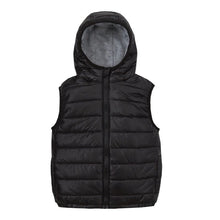 Load image into Gallery viewer, Black Hooded Puff Vest - Little Fellows Clothing
