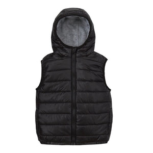 Black Hooded Puff Vest - Little Fellows Clothing