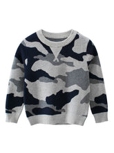 Load image into Gallery viewer, Blue Knit Camo Sweater - Little Fellows Clothing
