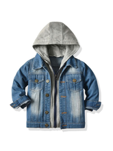 Load image into Gallery viewer, Jean Jacket Gray Hoodie
