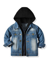 Load image into Gallery viewer, Jean Jacket Black Hoodie
