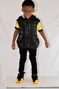 Black Hooded Puff Vest - Little Fellows Clothing